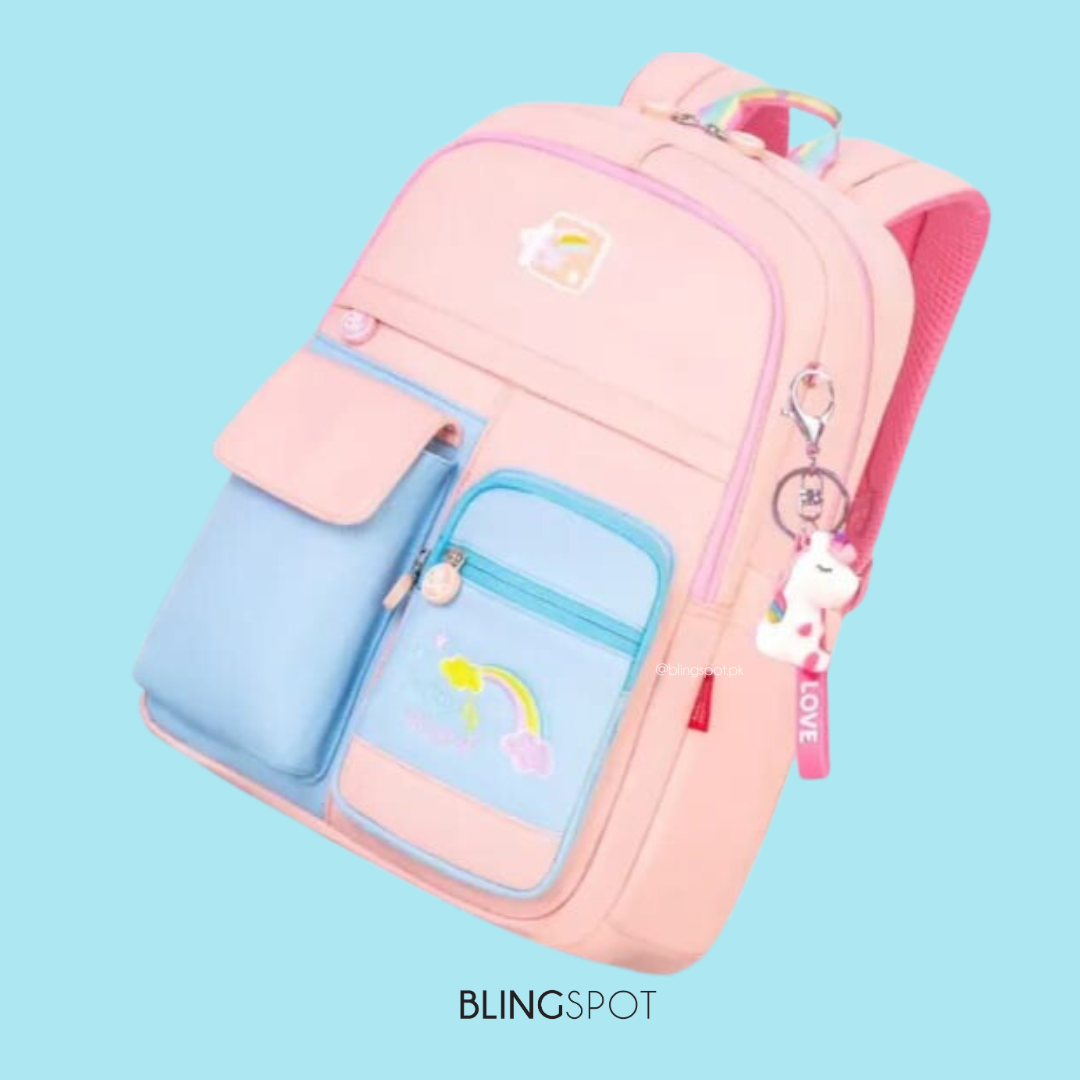 Peach  &amp; Blue Unicorn - Backpack