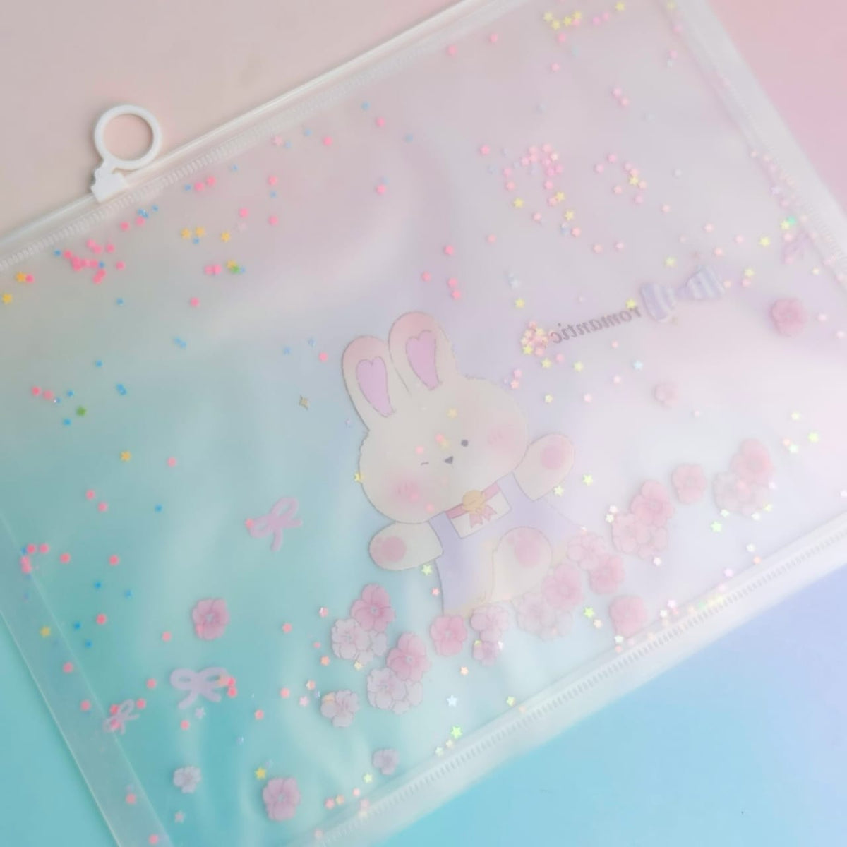 Cute Bunny Spring Flowers - Document Folder Large Pouch