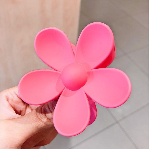 Neon Pink  Flower  - Hair Claw