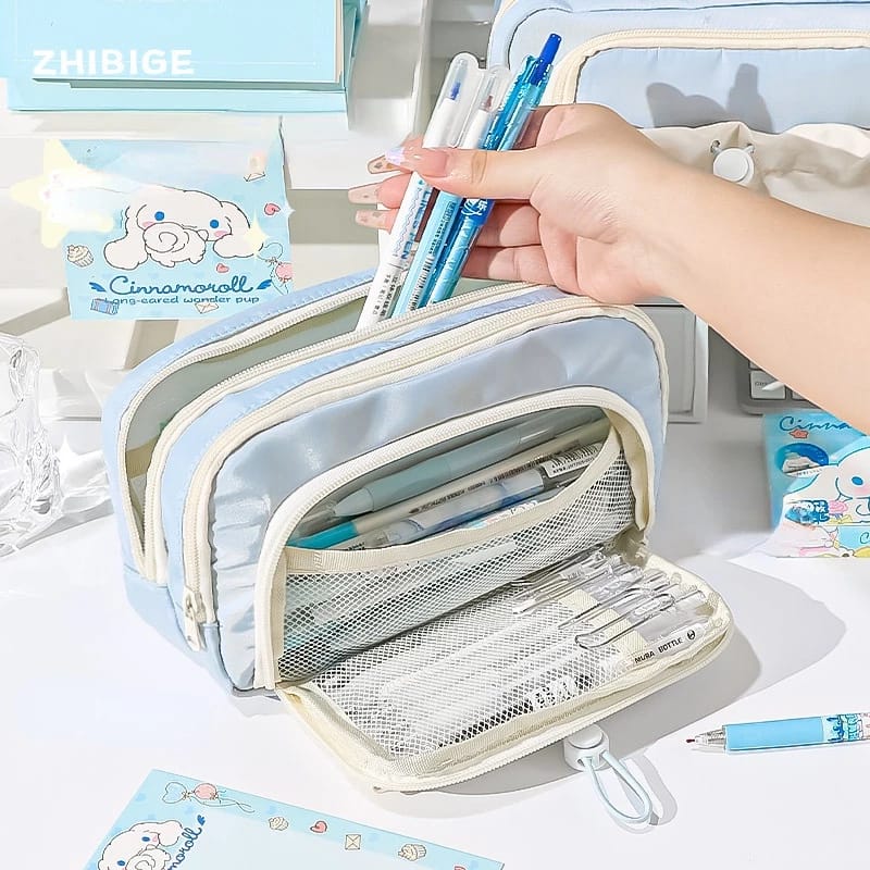 Blue Large Capacity - 3 Zip Pouch