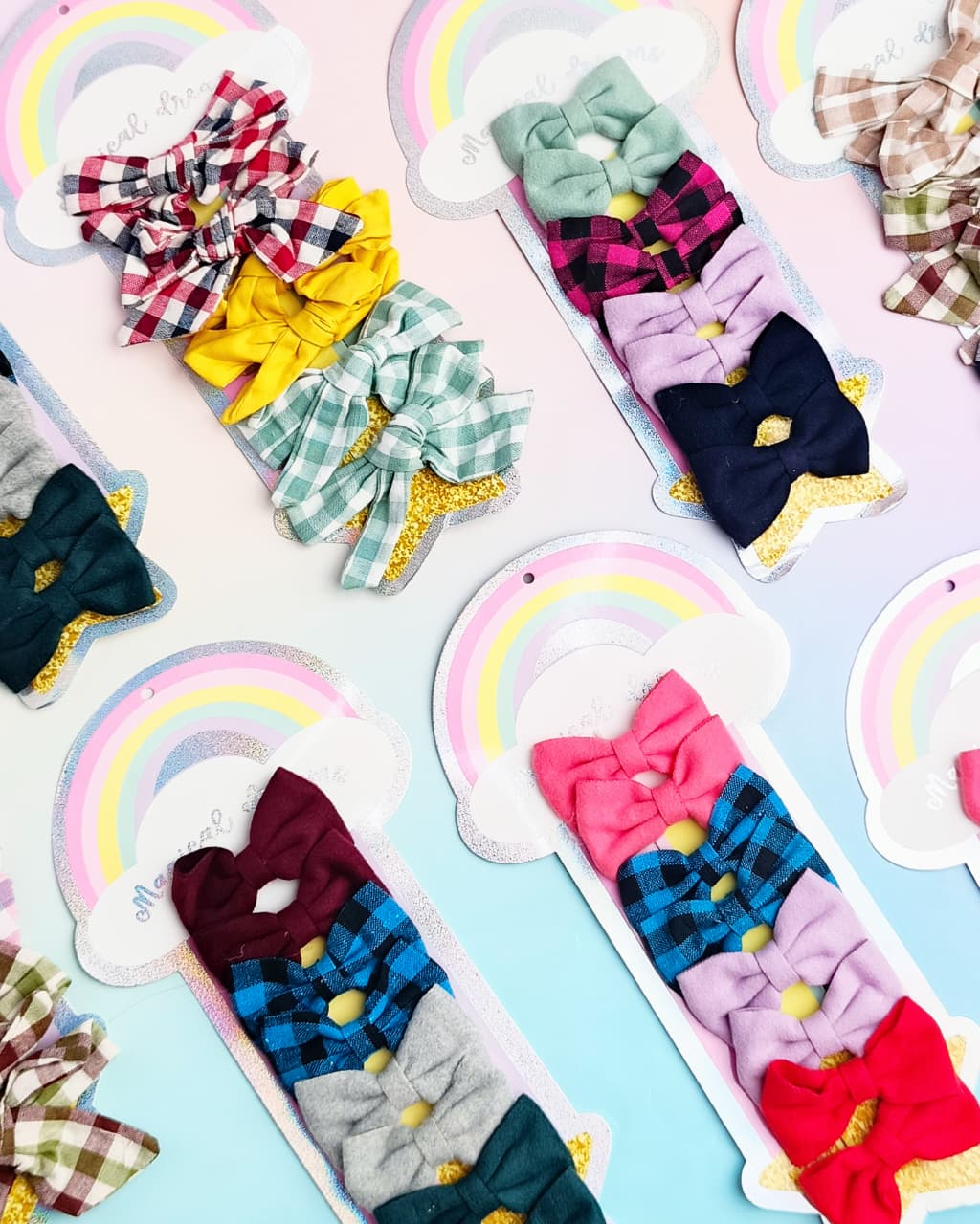 Rainbow  &amp; Mix Bow Series - Hair Clip Set of 8