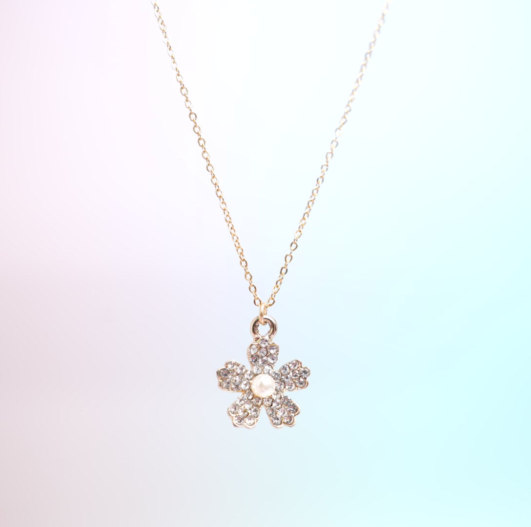 Gold Bedazzling Floral - Necklace