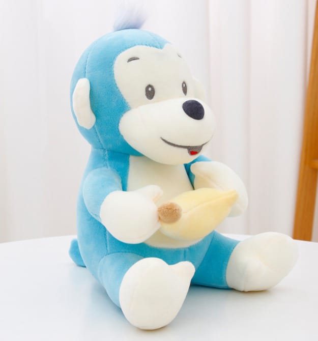 Blue Monkey Banana Plushie Soft Toy