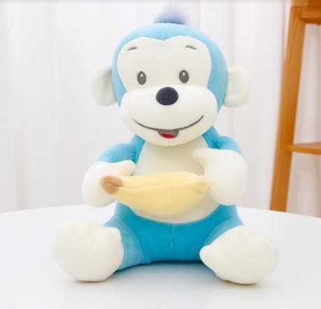 Blue Monkey Banana Plushie Soft Toy
