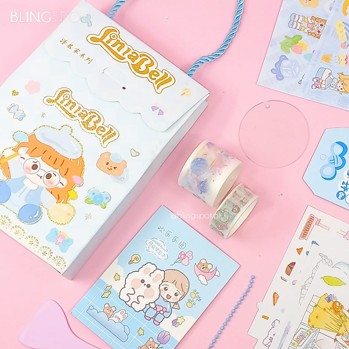 Lina Bell Gold Foil Blue -  Stickers - Diy Keychain Kit