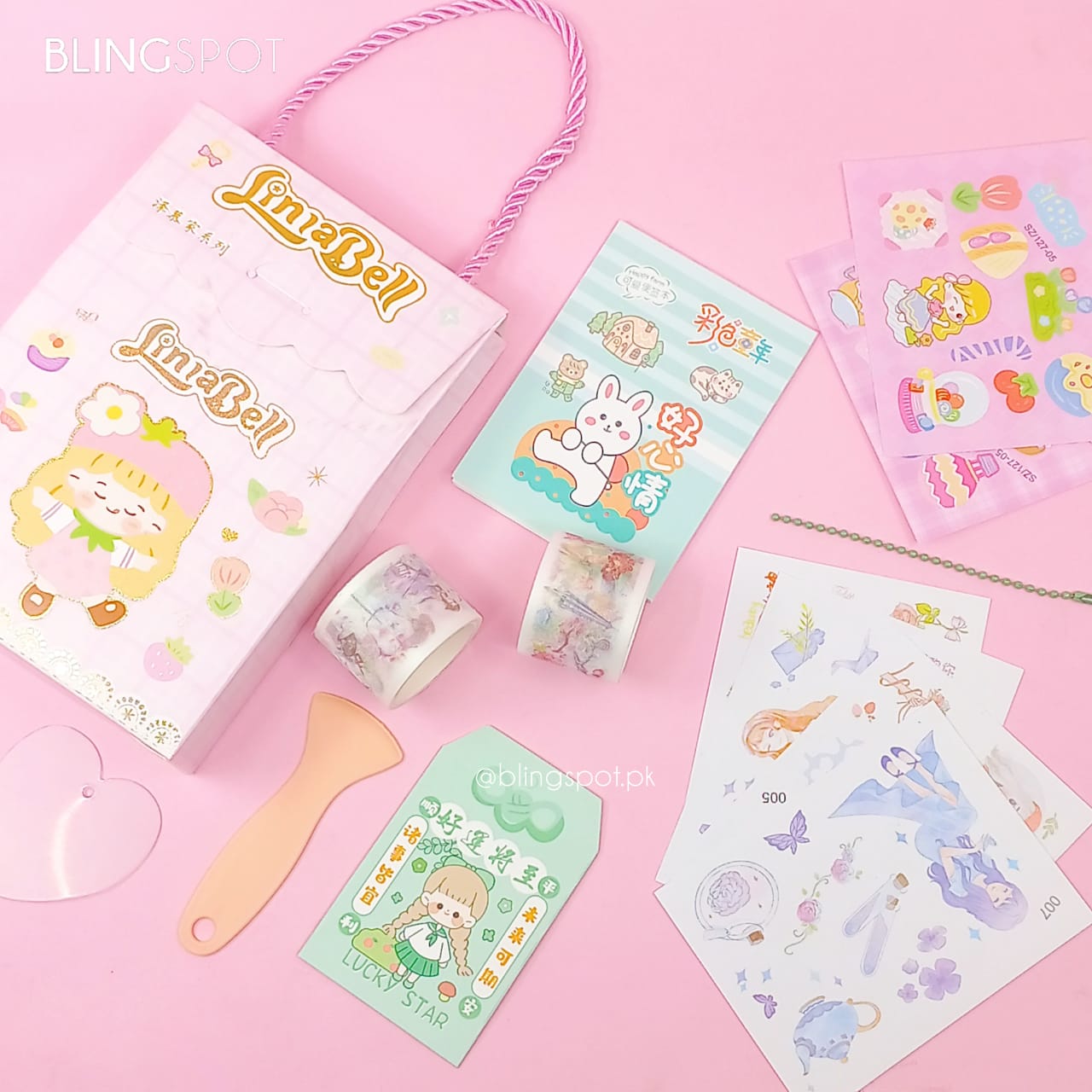 Lina Bell Gold Foil Pink Stickers - Diy Keychain Kit