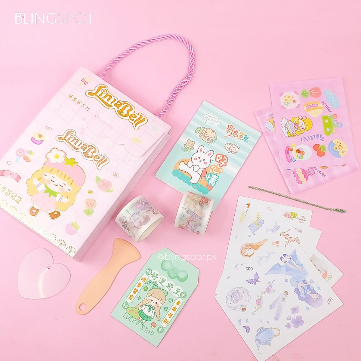 Lina Bell Gold Foil Pink Stickers - Diy Keychain Kit