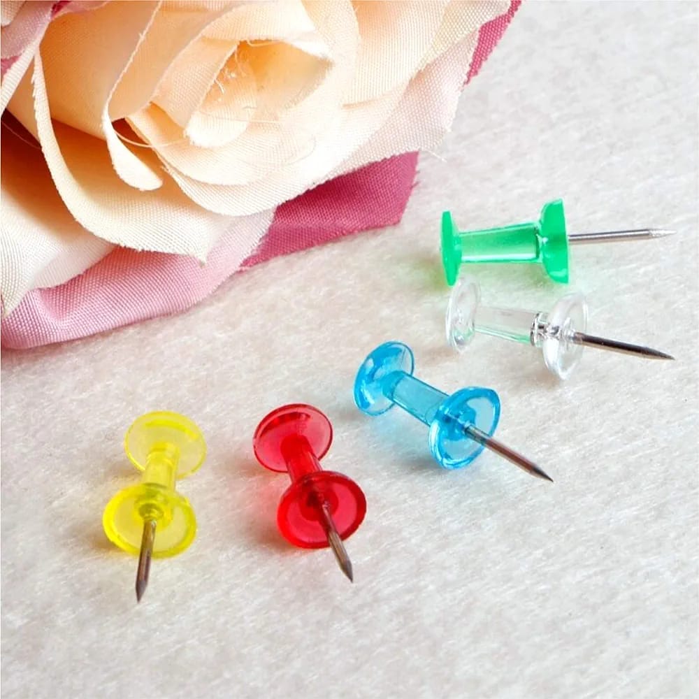 Crystal Multi Colored Push Pins Set of 100