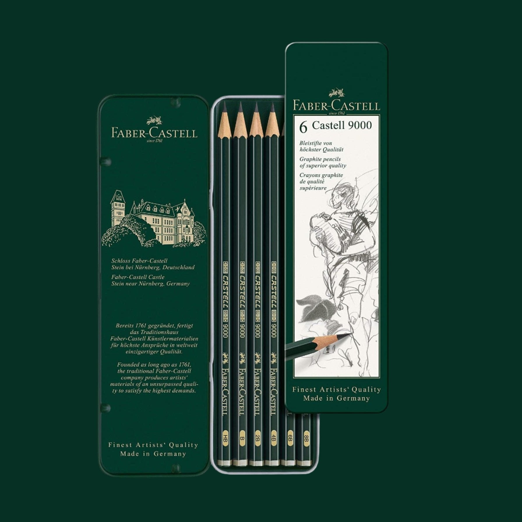 Faber Castell Castell 9000 Graphite Pencil Set of 6