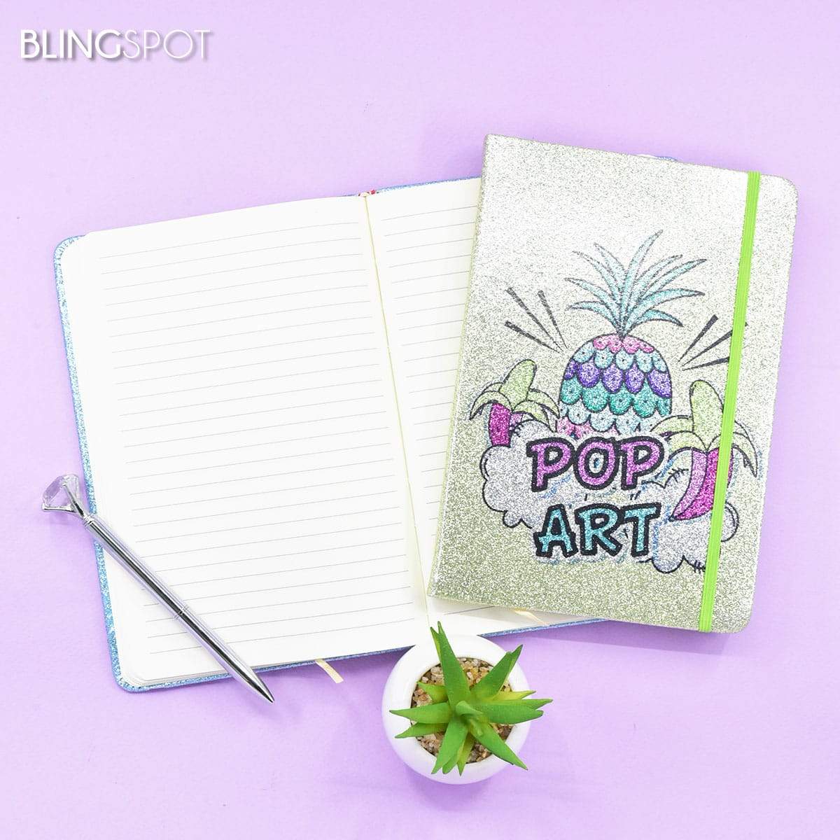 Glittery Cactus & Pineapple - Journal