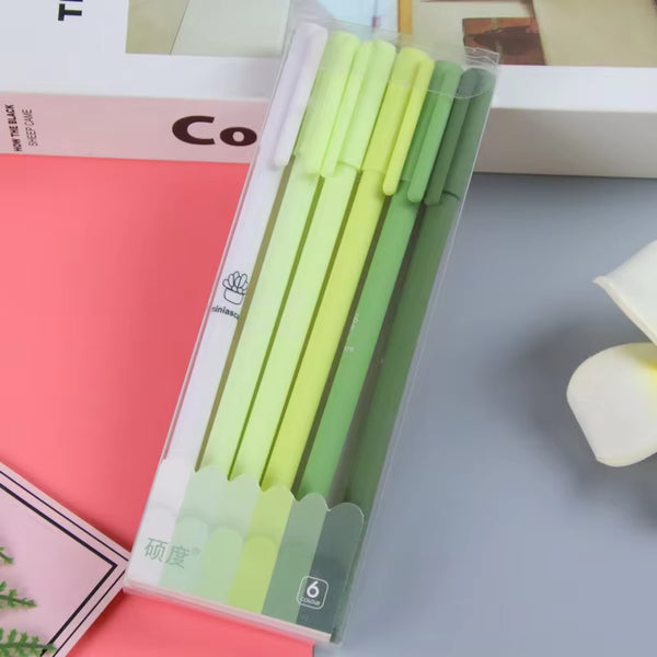 Green Shades  - Gel Pen Set Of 6