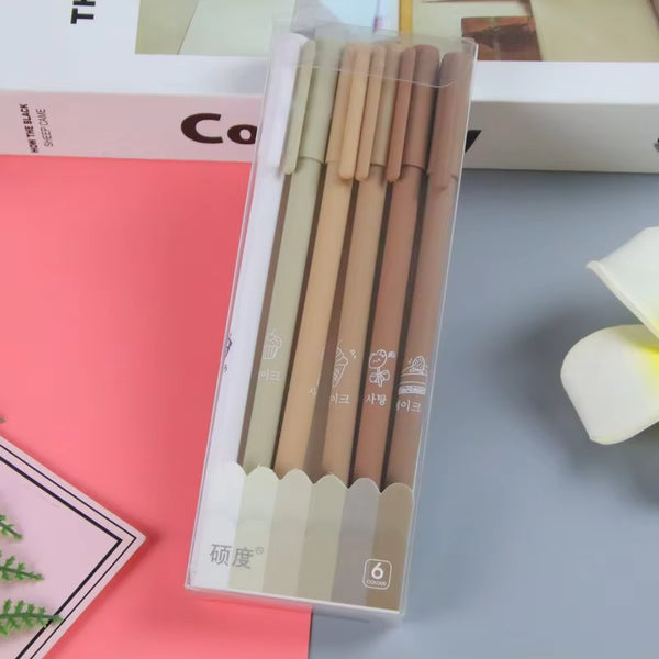 Brown Shades  - Gel Pen Set Of 6