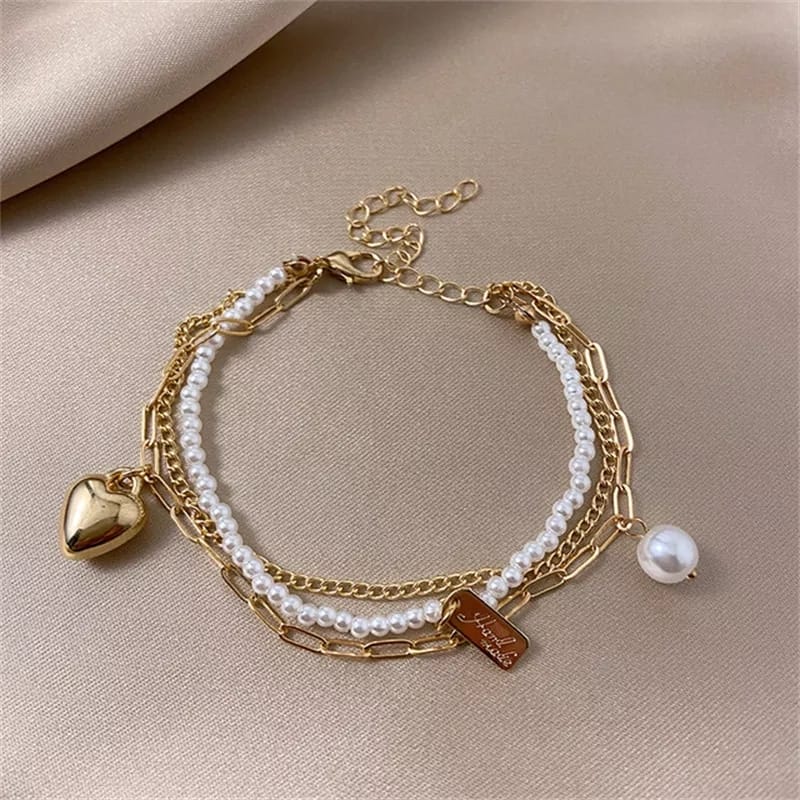 Heart Fancy Pearl Charms - Bracelet