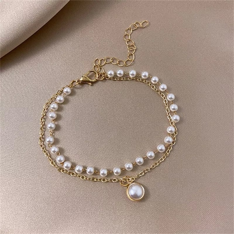Fancy Pearl Charms Gold - Bracelet