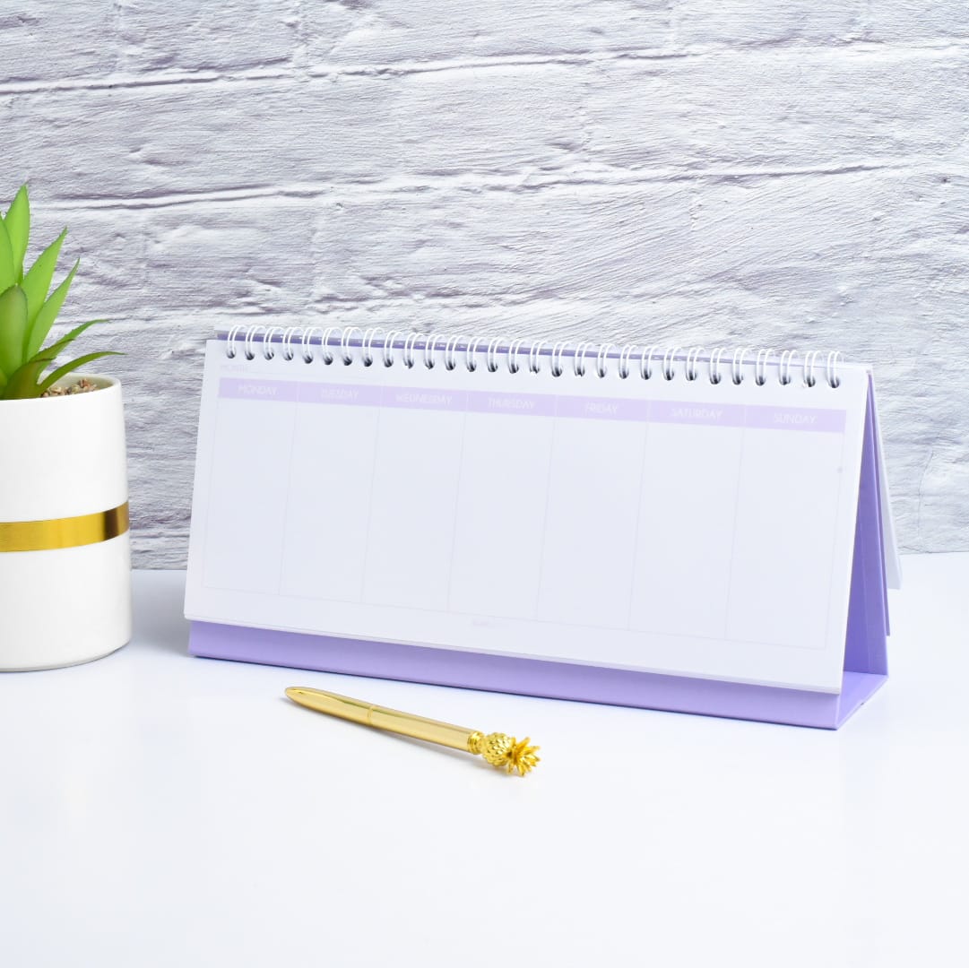 Scratch & Dent Lilac Spiral Weekly Desk Planner  - Clearance Sale