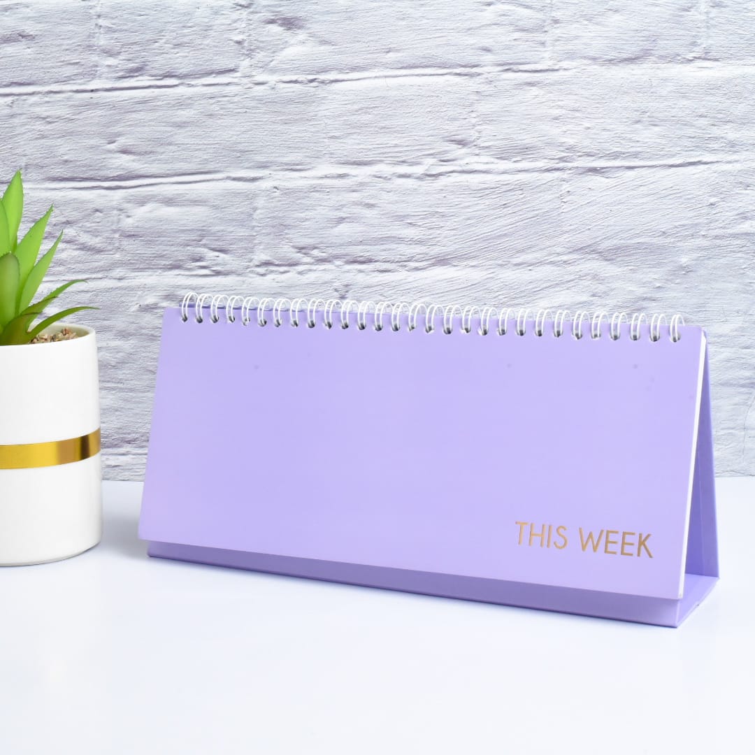 Scratch & Dent Lilac Spiral Weekly Desk Planner  - Clearance Sale