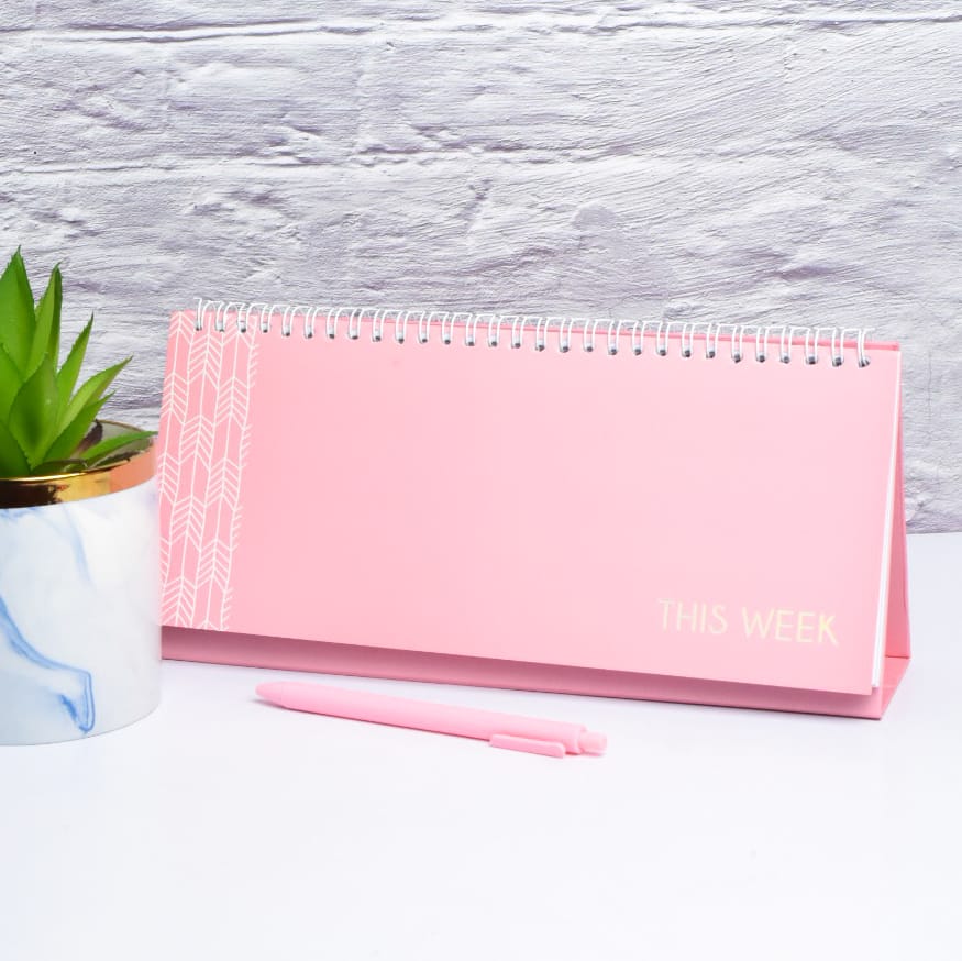 Scratch & Dent Blush Spiral Weekly Desk Planner  - Clearance Sale