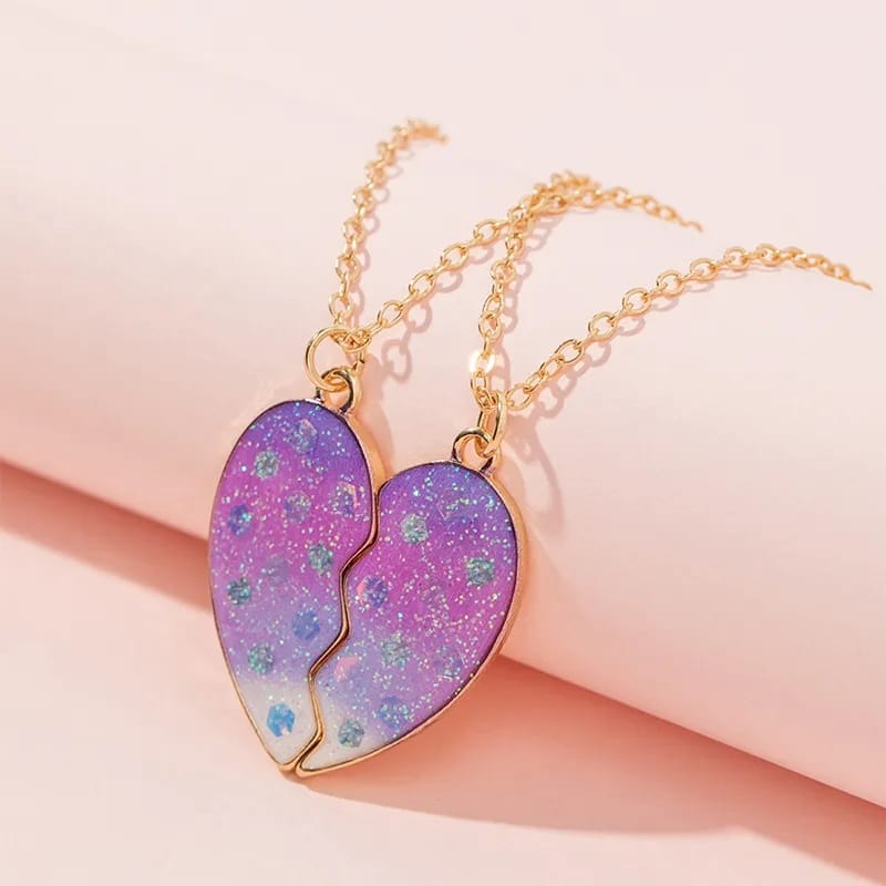 Glittery Heart - Necklace Set Of 2