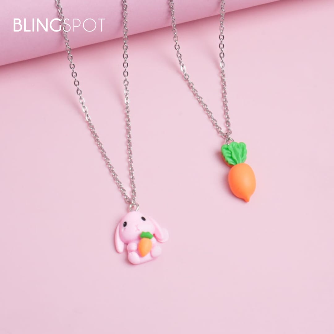 Bunny & Carrot Stainless Chain Necklace