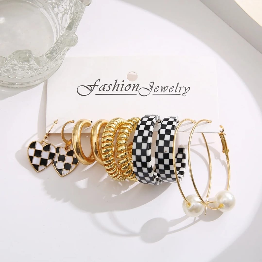 Checkered Hoops - Earring Set