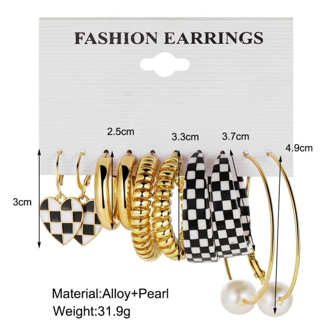 Checkered Hoops - Earring Set