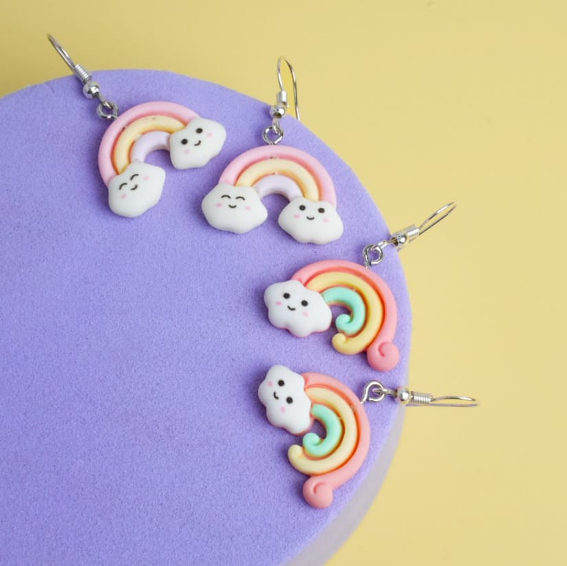 Stud Earrings Unicorn Clay Earrings Girls Cupcake Earrings Rainbow