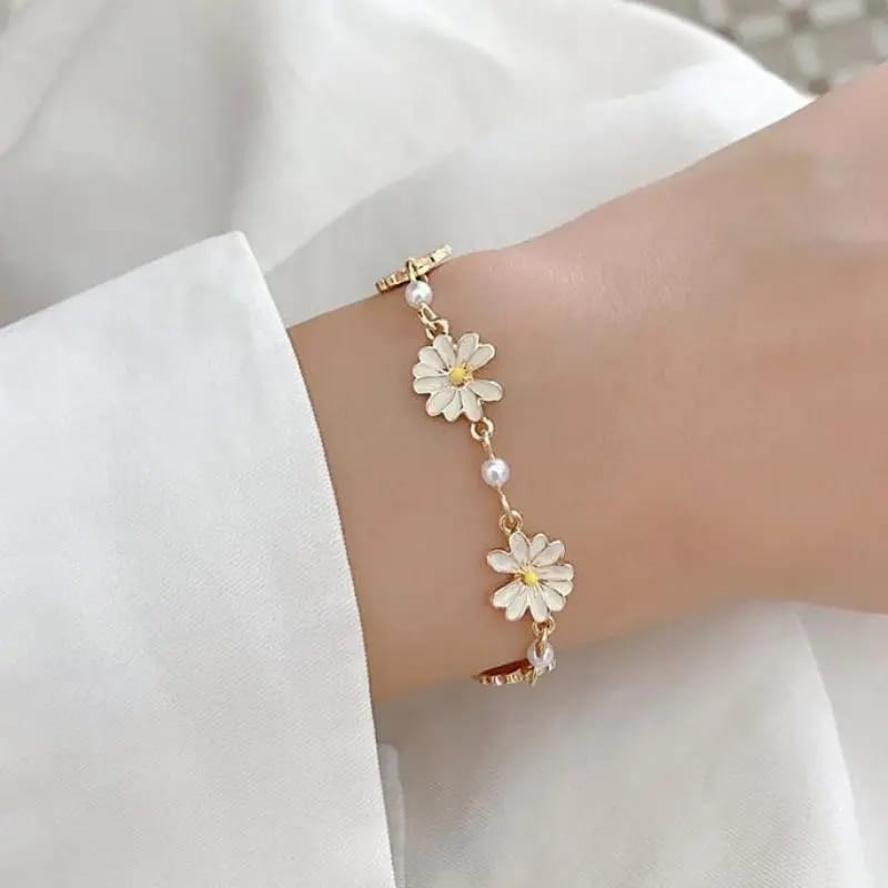 White Daisy & Pearl - Bracelet