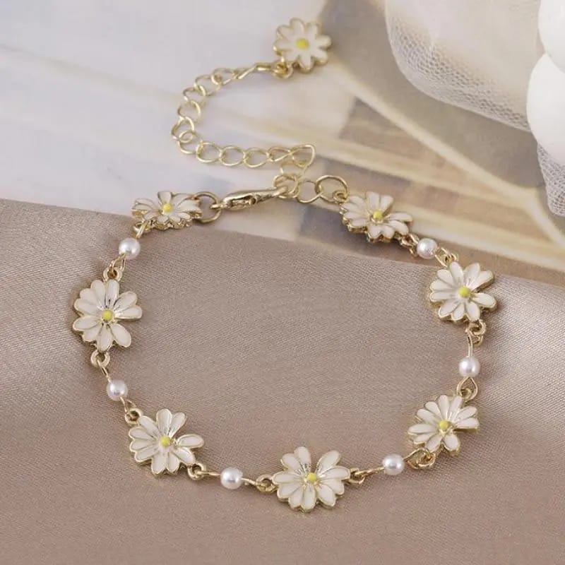 White Daisy & Pearl - Bracelet