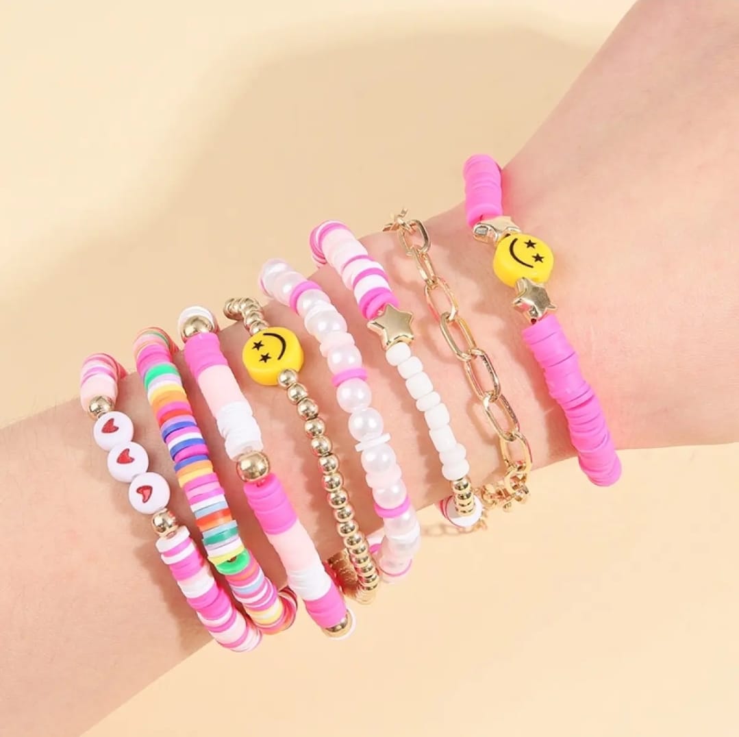 Funky Pink Beads - Bracelet Set