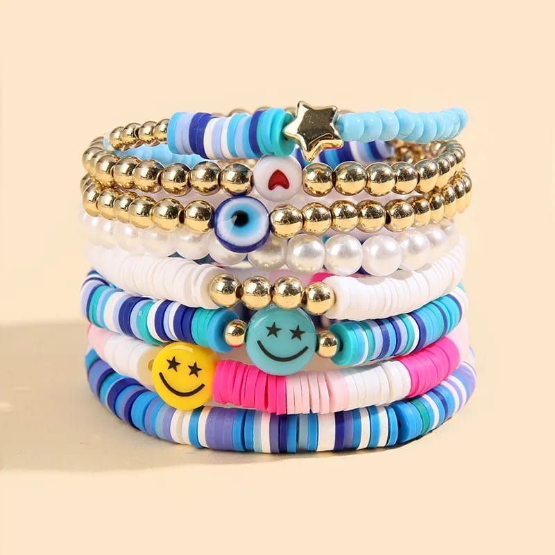 Funky Blue Beads - Bracelet Set