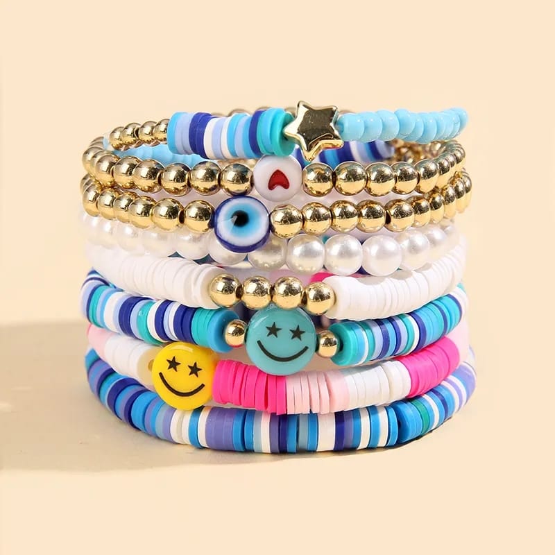 Funky Blue Beads - Bracelet Set - The Blingspot Studio