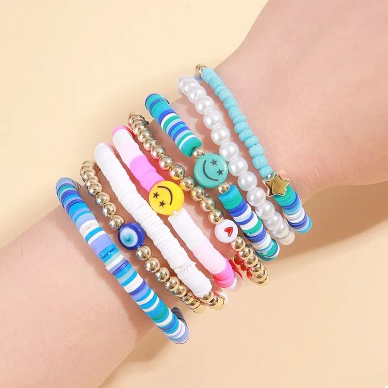 Funky Blue Beads - Bracelet Set