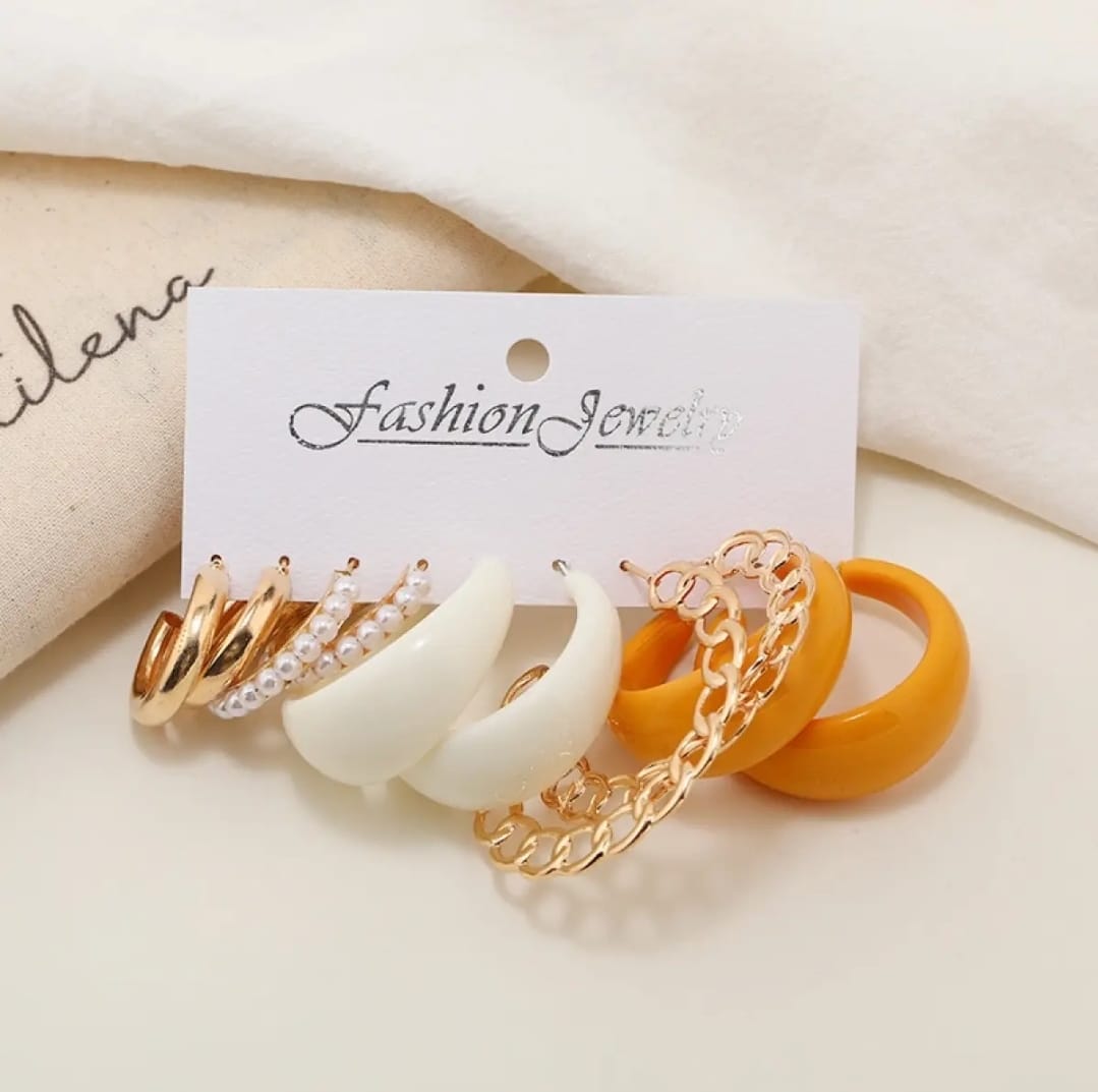 Gold & Mustard Hoops - Earring Set