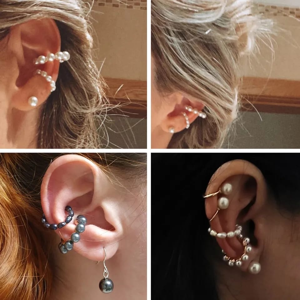 Black Beads - Ear Cuff