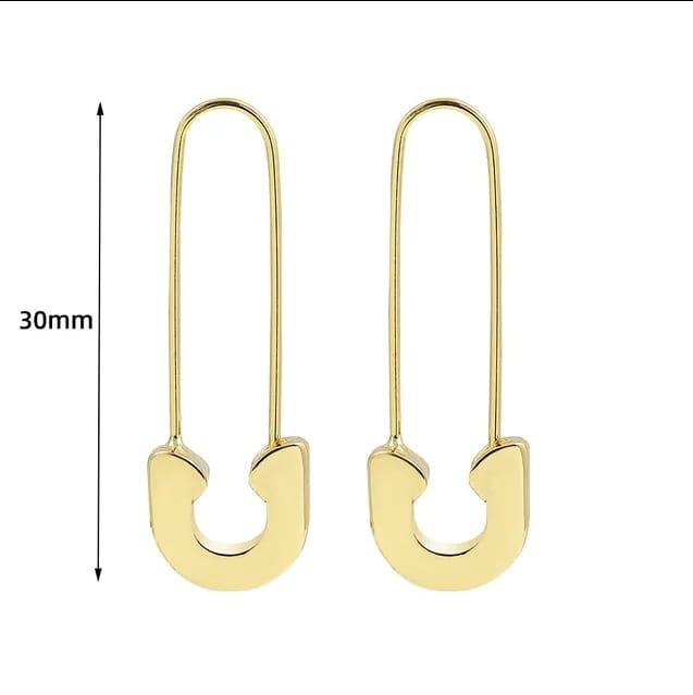 Gold Small Safetypin - Earrings