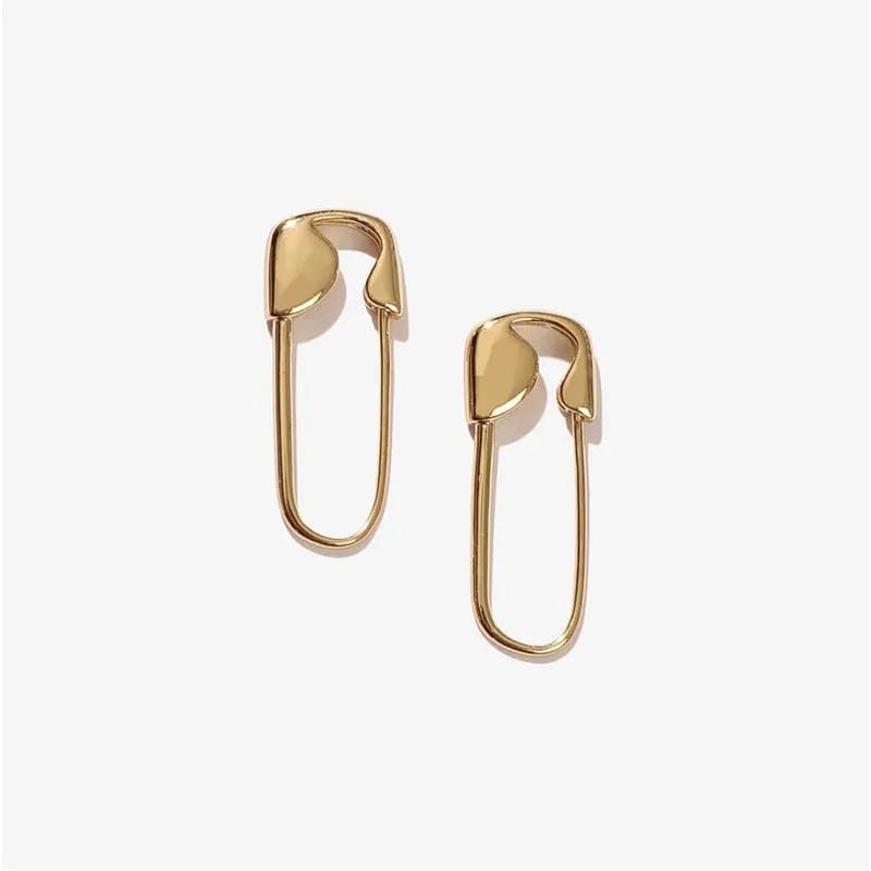 Gold Small Safetypin - Earrings