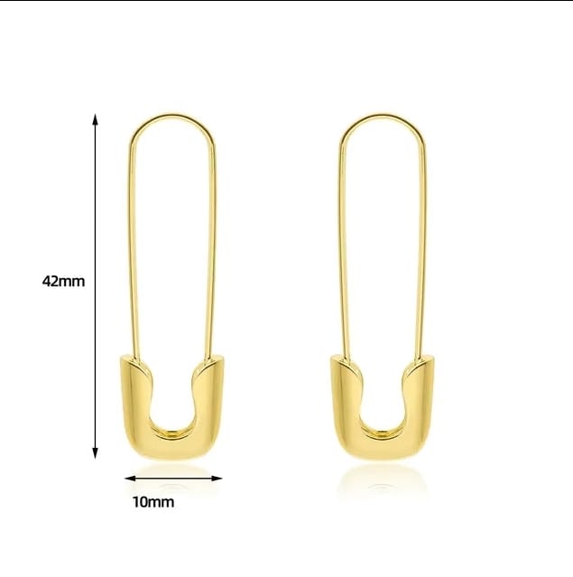 Gold Large Safetypin - Earrings