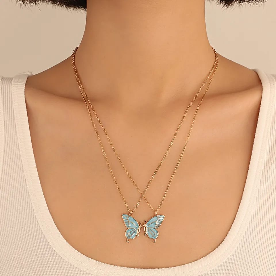 Butterflies Set Of 2 - Necklace