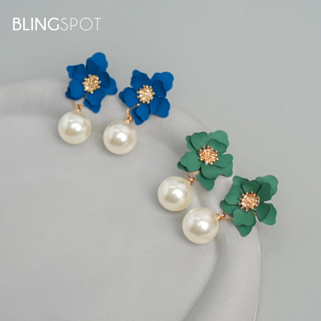 Flower Drop Pearl - Earrings