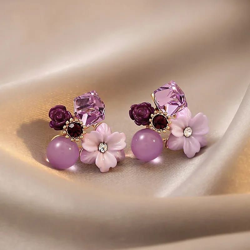 Purple Flowers - Earrings