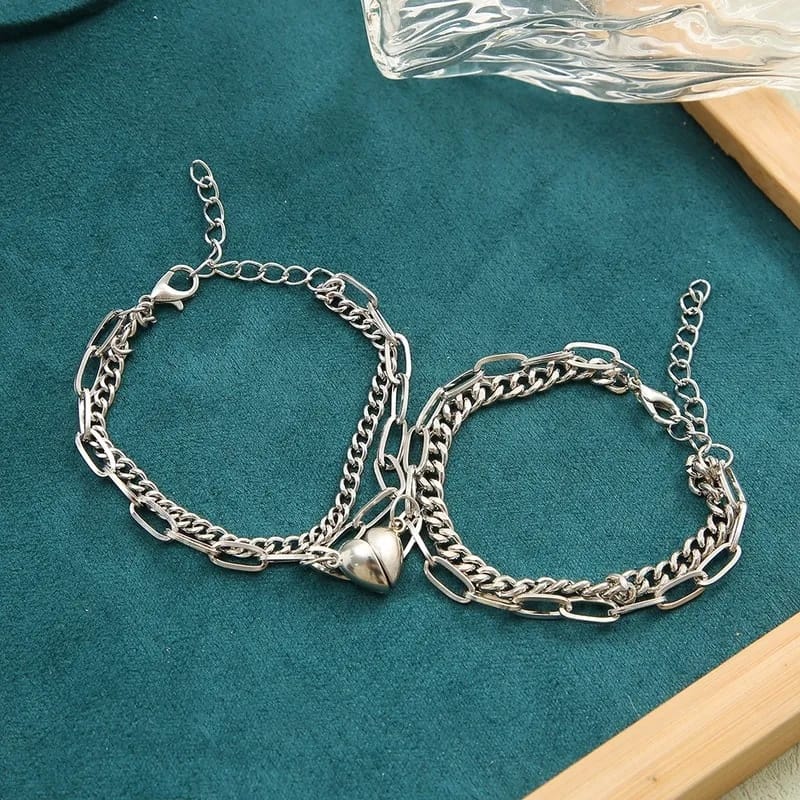 Silver Metal - Bracelet Set Of 2