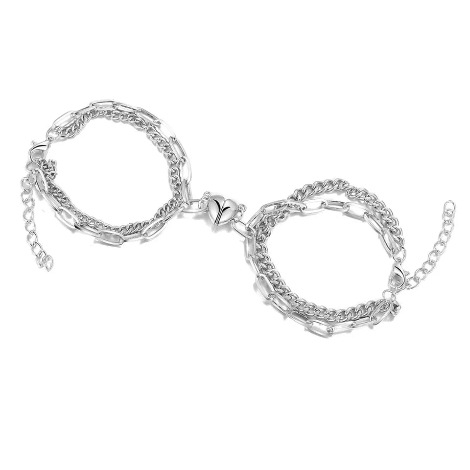 Silver Metal - Bracelet Set Of 2