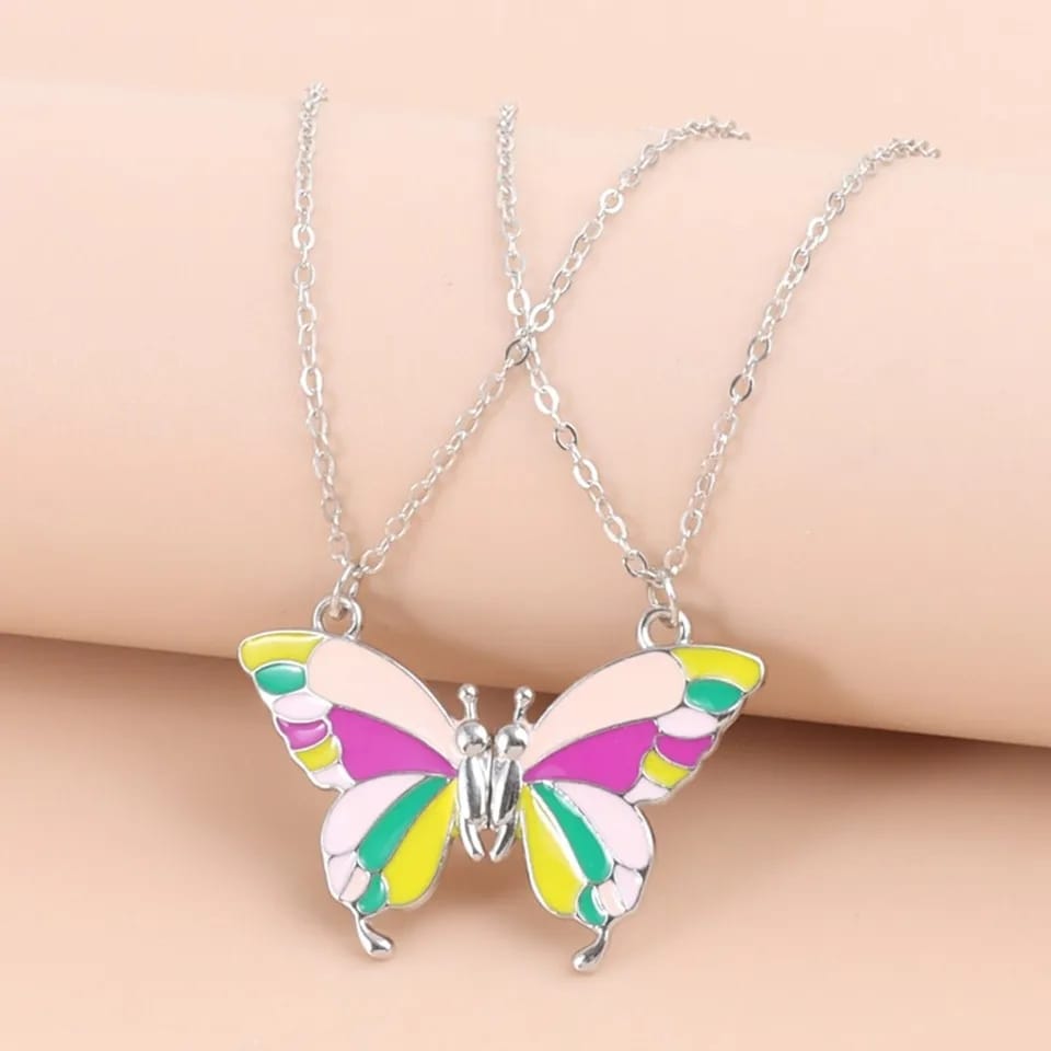 Rainbow Butterfly - Necklace (BFF) Set of 2