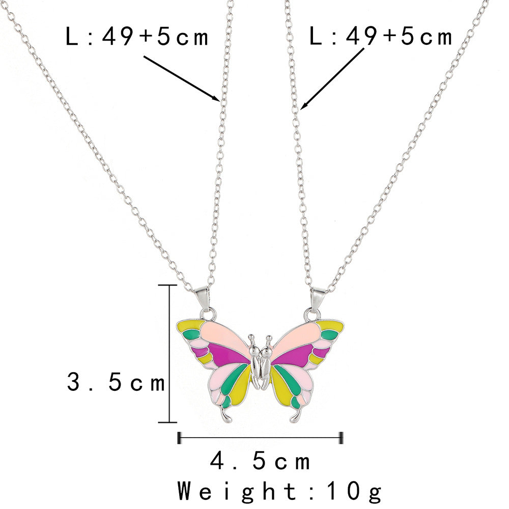 Rainbow Butterfly - Necklace (BFF) Set of 2