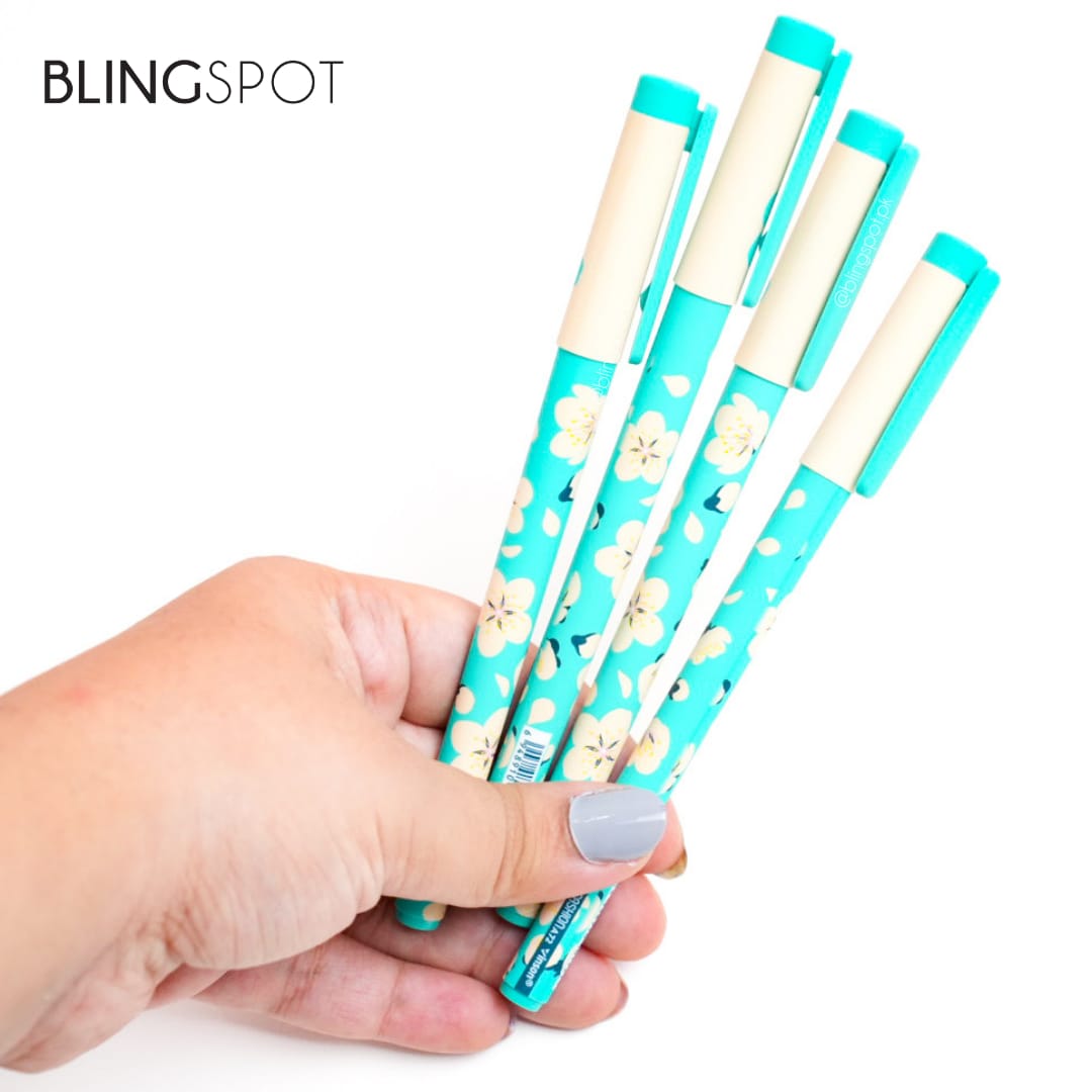 Turquoise Floral Super Smooth Gel Pen (SET of 4)