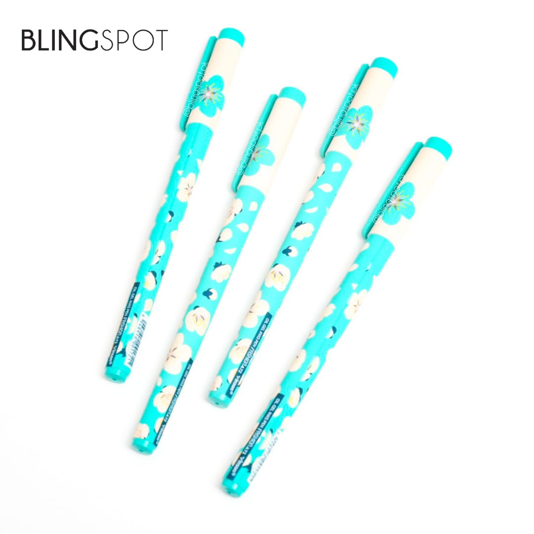 Turquoise Floral Super Smooth Gel Pen (SET of 4)