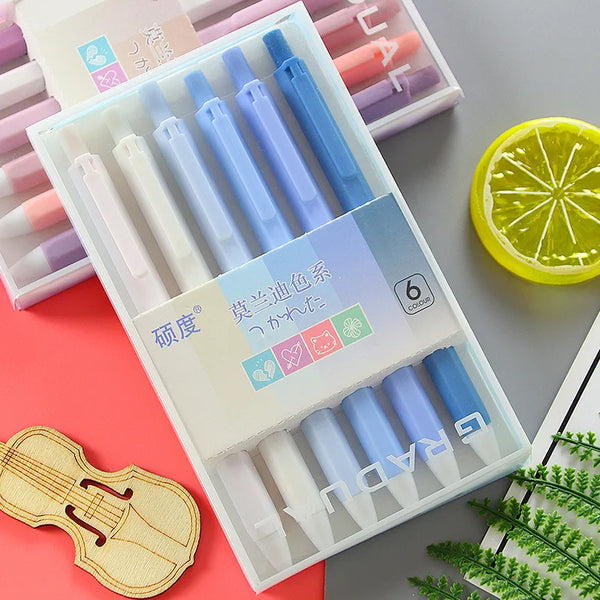 Gradual Blue Shades - Press Gel Pen Set of 6