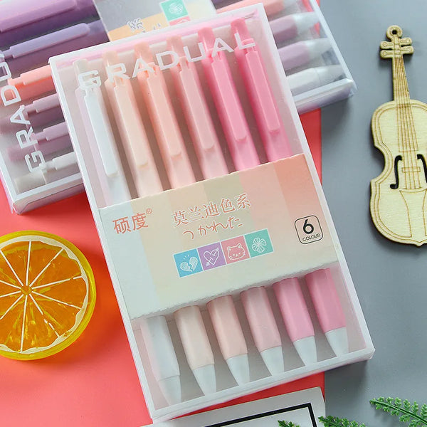 Gradual Pink Shades - Press Gel Pen Set of 6