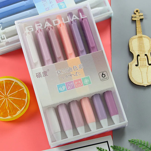 Gradual Purple Shades - Press Gel Pen Set of 6