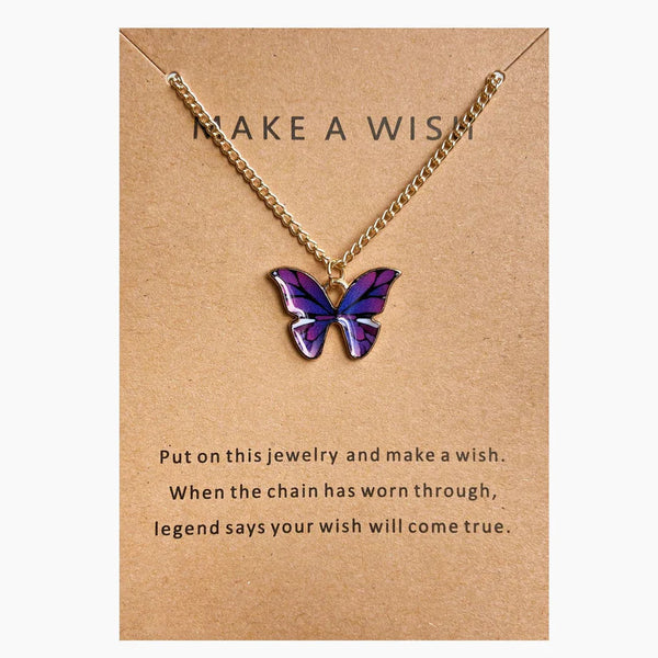 Purple Butterfly Gold - Necklace